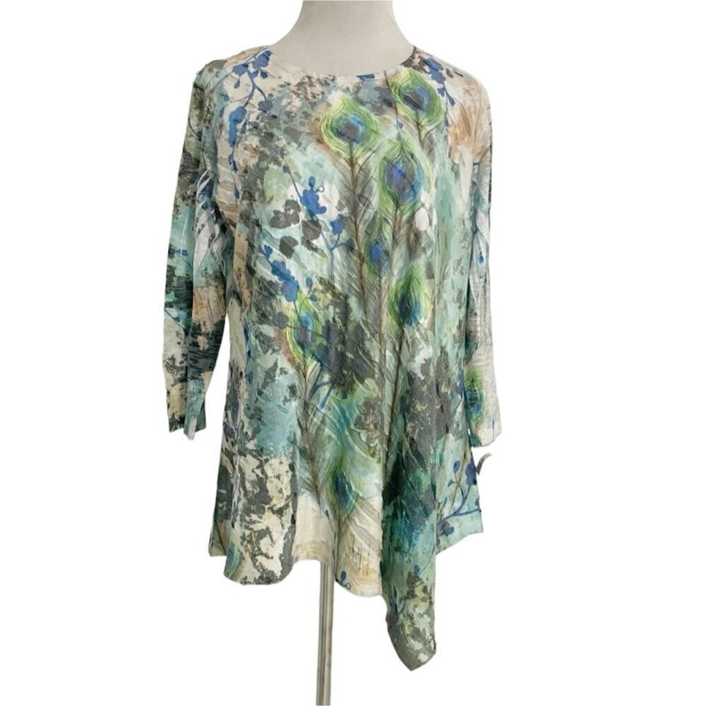Jess & Jane Size Large  Top Shirt Abstract Colorful Art to Wear